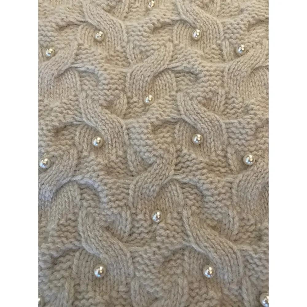 Ann Taylor pearl embellished wool and rabbit hair sweater size small P